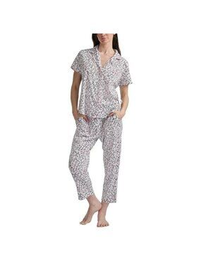 NWT Karen Neuburger Women's 2-Piece Pajama Set M Pink & Black Leopard Print